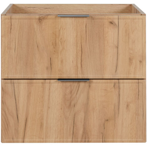 Meuble de salle de bain, Chêne Craft, poignée argentée, 46 × 60 × 57 cm (1/5)