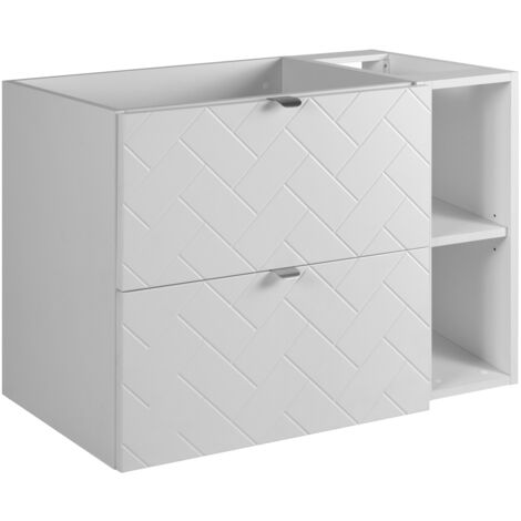 Meuble de salle de bain, Blanc Mat, 80 × 57 × 46 cm, poignées argentées (1/5)