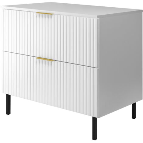 Meuble vasque, Blanc 80 × 77 × 46 cm, poignée dorée, pieds noirs + Plan de travail (1/5)