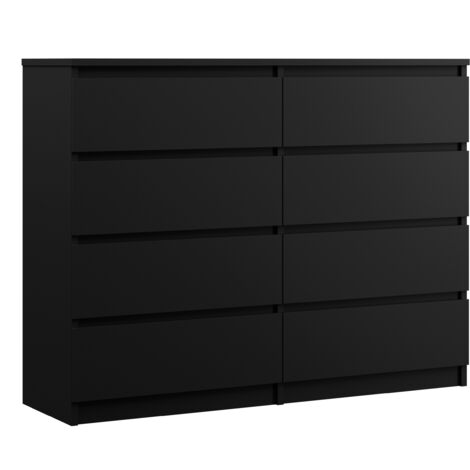 Commode 8 Tiroirs, Noir Mat, 120 × 39 × 101 cm (1/5)
