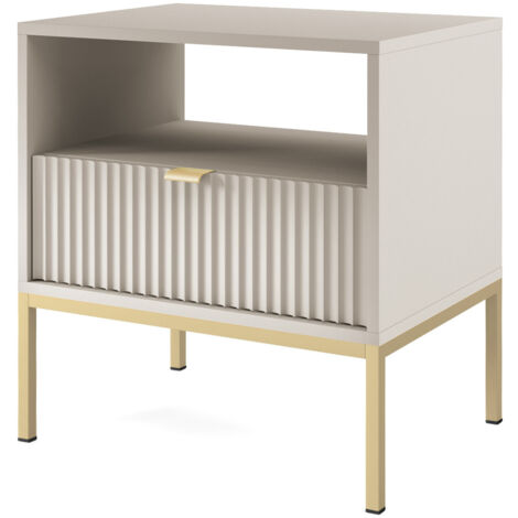Table de chevet : 2 tiroirs, Cachemire, or, 54 × 56 × 39 cm, poignées dorées (1/5)