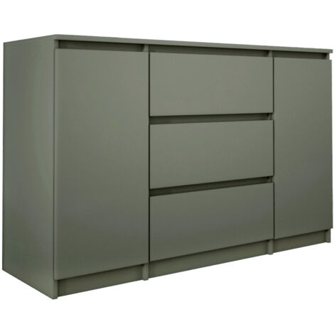 Commode 2 portes 3 tiroirs, 120 × 78 × 39 cm, couleur: brun (1/3)