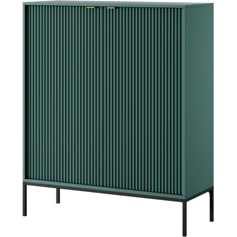 Commode : 2 Portes, labrador, Noir, 104 × 125 × 39 cm, poignées dorées (1/5)