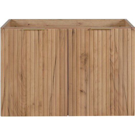 Meuble de salle de bain, Chêne Craft + poignée dorée, 80 × 57 × 46 cm