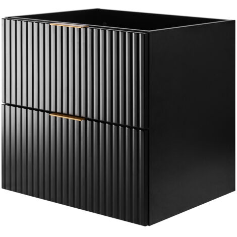 Meuble vasque, Noir, 60 × 57 × 46 cm, poignée dorée, sans plan de travail (1/5)