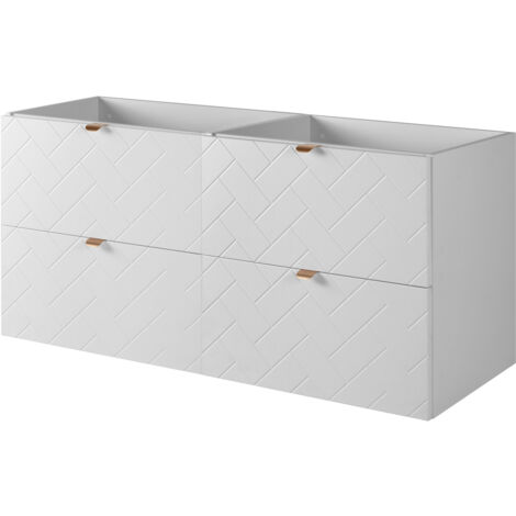 Meuble de salle de bain, Blanc Mat, 120 × 57 × 46 cm, poignées dorées (1/5)