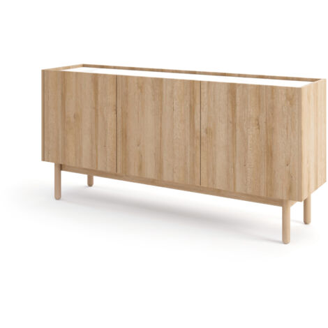 Commode : 3 portes, 6 étagères, Chêne Riviera, 144 × 68 × 37 cm (1/5)