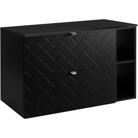 Meuble de salle de bain, Noir Mat, 100 × 57 × 46 cm, poignées argentées (1/5)