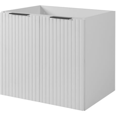 Meuble de salle de bain, Blanc + poignée noire, 60 × 57 × 46 cm (1/4)