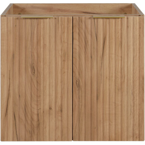 Meuble de salle de bain, Chêne Craft + poignée dorée, 60 × 57 × 46 cm