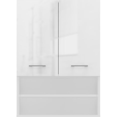 Armoire pour machine à laver, 30 × 64 × 90 cm, Blanc Mat / Blanc Brillant (1/5)