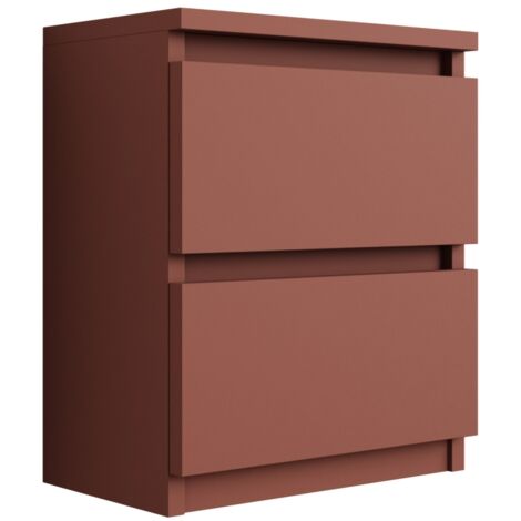 Table de chevet avec deu× tiroirs, 45 × 36 × 36 cm – couleur : rouge brique (1/5)