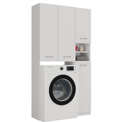 Meuble de salle de bain, blanc, 96 × 180 × 30 cm (1/5)