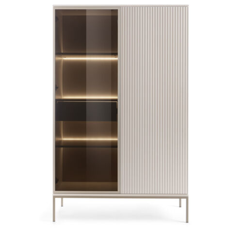 Vitrine haute moderne à façade cannelée, 104 × 166 × 39 cm, Cachemire / Or (1/5)