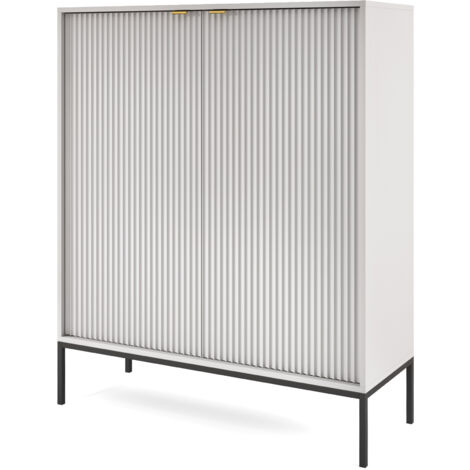 Commode : 2 Portes, Gris, Noir, 104 × 125 × 39 cm, poignées dorées (1/5)