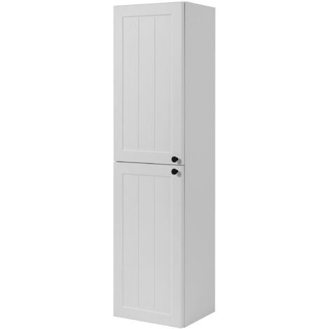 Meuble de salle de bain de style classique, blanc, 35 × 136 × 27 cm, poignée noire (1/5)