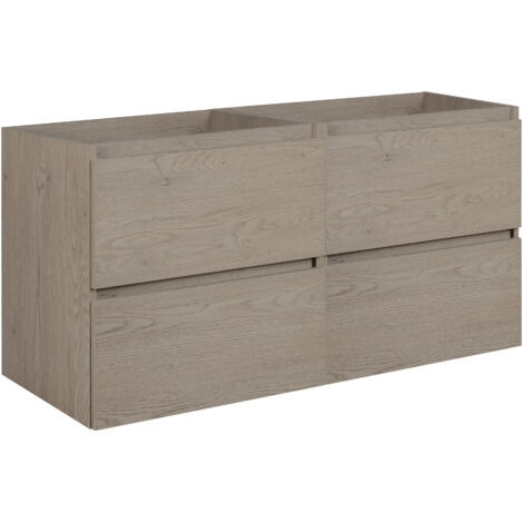 Meuble de salle de bain 120 cm (2 × 60), Couleur: Chêne Foncé, 120 × 57 × 46 cm, sans plan de travail (1/5)
