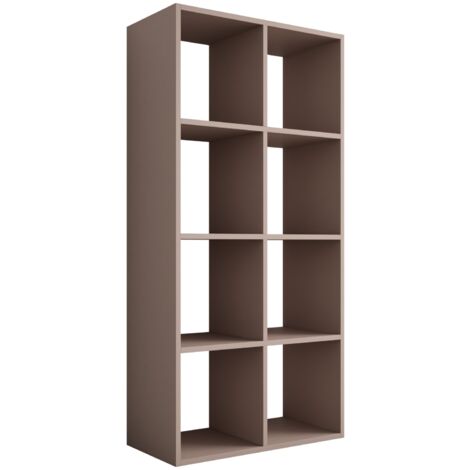 Bibliothèque à 8 compartiments – Couleur : brun caramel – 147 × 74 × 30 cm, verticale ou horizontale (1/5)