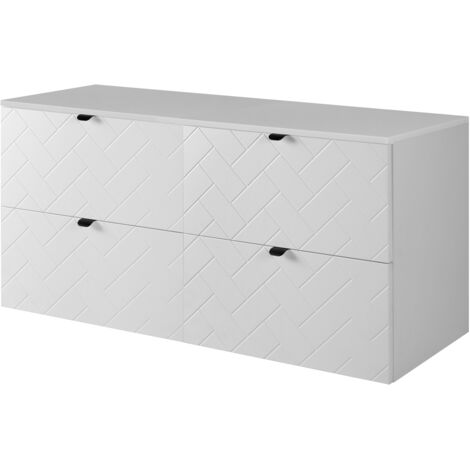 Meuble de salle de bain, Blanc Mat, 120 × 57 × 46 cm, poignées noires (1/5)