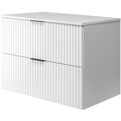 Meuble vasque, Blanc, 80 × 57 × 46 cm, poignée noire + Plan de travail (1/5)