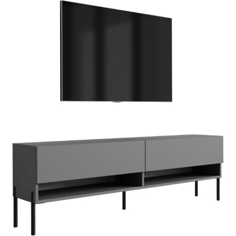 Meuble TV 170 cm Anthracite, pieds droits dorés, 170 × 32 × 52 cm (1/5)