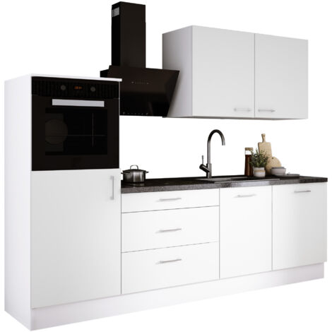 Ensemble de cuisine : Blanc Mat, d : l : 250 cm, h : 220 cm, p : 60 cm (1/5)