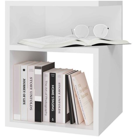 Table de chevet, blanc, 30 × 40 × 30 cm (1/5)