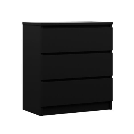 Commode 3 Tiroirs, Noir Mat, 70 × 39 × 79 cm (1/5)