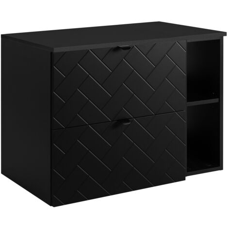 Meuble de salle de bain, Noir Mat, 80 × 57 × 46 cm, poignées noires (1/5)