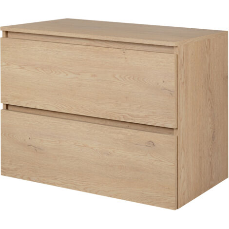 Meuble de salle de bain 80 cm + TOP, Couleur : Chêne Clair, 80 × 57 × 46 cm