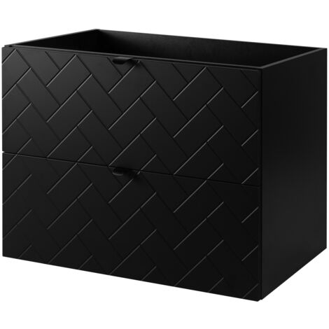 Meuble de salle de bain, Noir Mat, 80 × 57 × 46 cm, poignées noires (1/5)