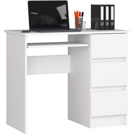 Bureau : 4 tiroirs à droite, blanc, 77 × 90 × 50 cm (1/5)
