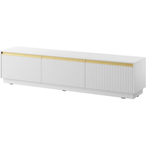 Meuble TV : 3 portes, 3 étagères, Blanc Mat, 181,5 × 42 cm × 39 cm (1/5)