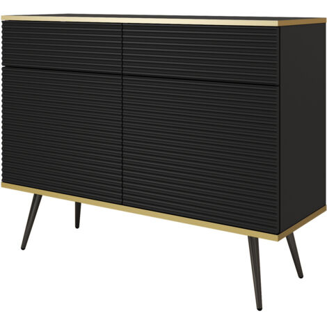Buffet noir glamour avec pieds noirs, 107 × 85 × 39 (1/4)