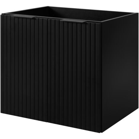 Meuble de salle de bain, Noir + poignée noire, 60 × 57 × 46 cm (1/4)