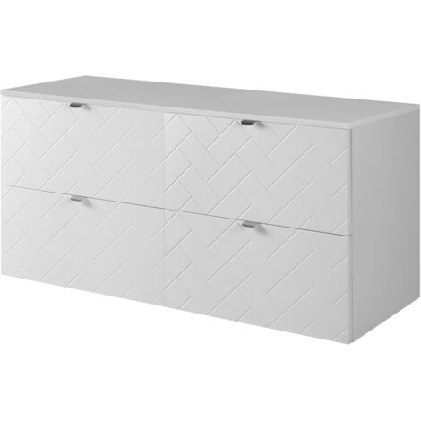 Meuble de salle de bain, Blanc Mat, 120 × 57 × 46 cm, poignées argentées (1/5)