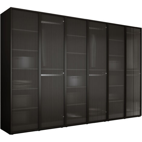 Armoire : Graphite Noir / Verre Rainuré, 300 x 200 x 51 cm (1/5)