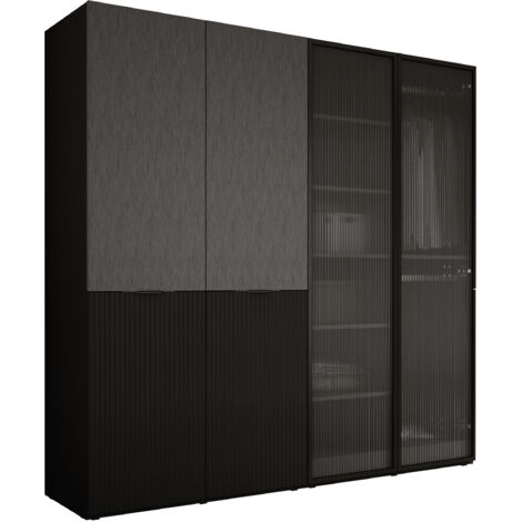 Armoire : Graphite Noir / Verre Rainuré, 200 x 200 x 51 cm (1/5)