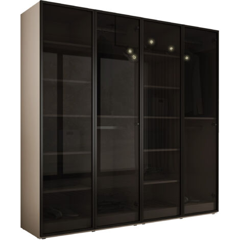 Armoire : Beige Sable / Verre Antisol, 200 (2 x 100) x 200 x 51 cm