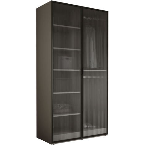 Armoire : Gris Platine / Verre Rainuré, 100 x 200 x 51 cm (1/5)