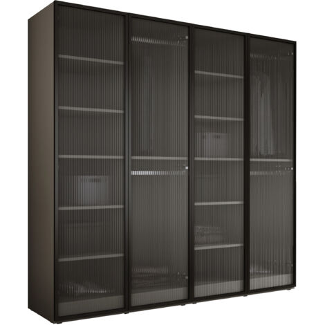 Armoire : Gris Platine / Verre Rainuré, 200 x 200 x 51 cm (1/5)