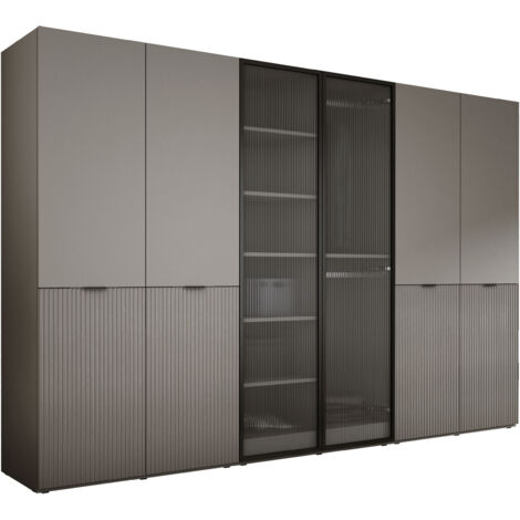 Armoire : Gris Platine / Verre Rainuré, 300 x 200 x 51 cm (1/5)