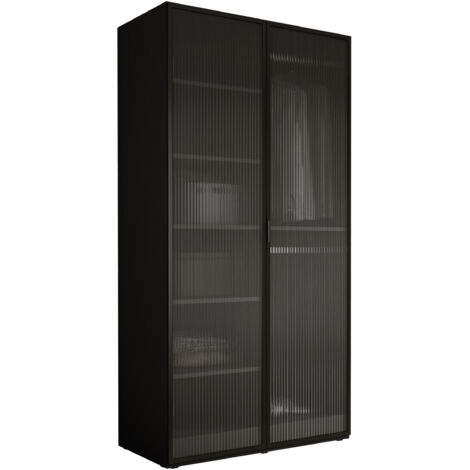 Armoire : Graphite Noir / Verre Rainuré, 100 x 200 x 51 cm (1/5)