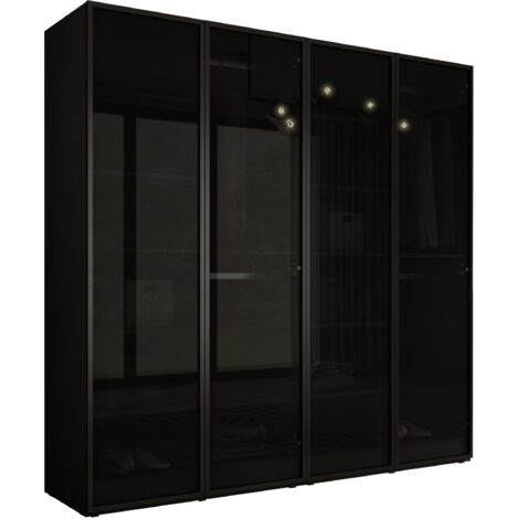 Armoire : Graphite Noir / Verre Antisol, 200 (2 x 100) x 200 x 51 cm