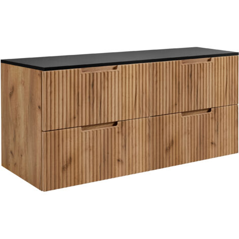 Meuble de salle de bains, chêne Craft / noir, 120 (2 x 60) x 58,6 x 46 cm (1/5)