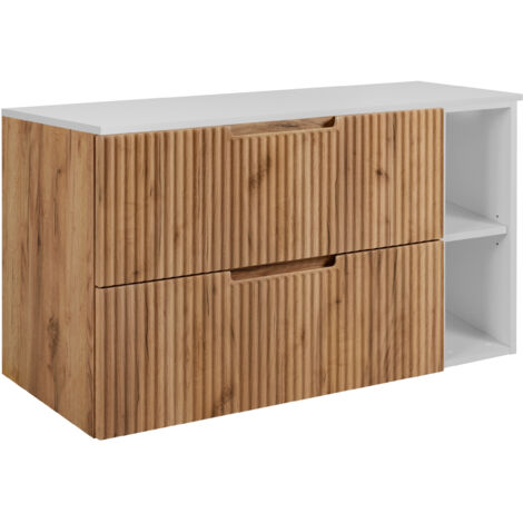 Meuble de salle de bains, chêne Craft / blanc, 100 (80 + 20) x 58,6 x 46 cm (1/5)