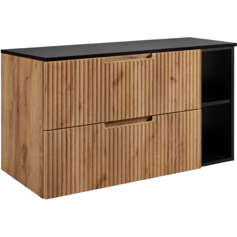Meuble de salle de bains, chêne Craft / noir, 100 (80 + 20) x 58,6 x 46 cm (1/5)