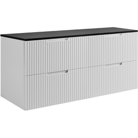 Meuble de salle de bain, blanc / noir, 120 (2 x 60) x 58,6 x 46 cm (1/5)