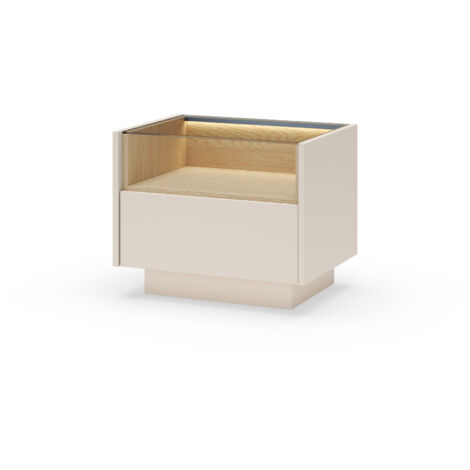 Table de chevet, beige et chêne Crémona, 53,4 x 43,4 x 39,5 cm (1/5)