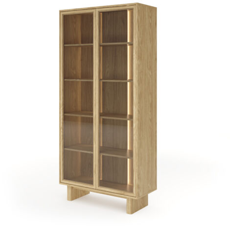 Vitrine, couleur : chêne huilé, 93,5 x 194,8 x 38,1 cm (1/5)